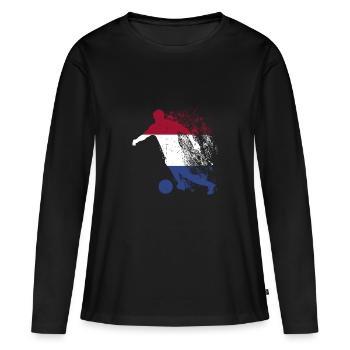 Équipe nationale des Pays-Bas - T-shirt manches longues Premium bio Femme - noir - Devant - Julia (174cm)