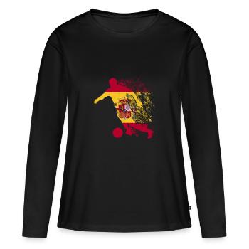 Équipe nationale d’Espagne - T-shirt manches longues Premium bio Femme - noir - Devant - Julia (174cm)