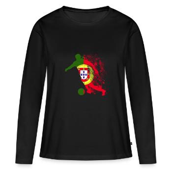 Equipe nationale Portugal Coupe du Monde - T-shirt manches longues Premium bio Femme - noir - Devant - Julia (174cm)