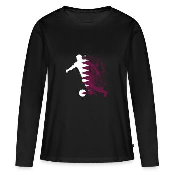 Coupe du monde de l’équipe nationale du Qatar - T-shirt manches longues Premium bio Femme - noir - Devant - Julia (174cm)