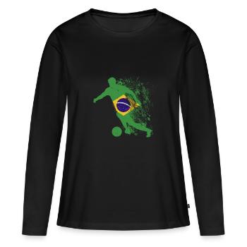 Équipe nationale du Brésil Coupe du monde - T-shirt manches longues Premium bio Femme - noir - Devant - Julia (174cm)