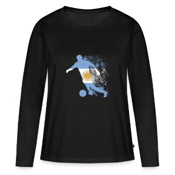 Équipe nationale d’Argentine Coupe du monde - T-shirt manches longues Premium bio Femme - noir - Devant - Julia (174cm)