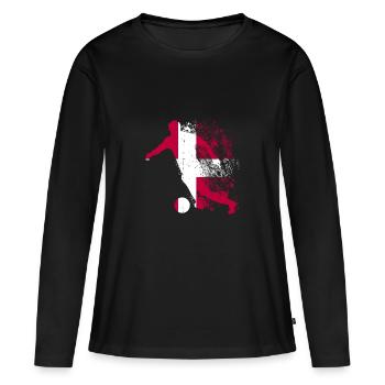 Équipe nationale du Danemark - T-shirt manches longues Premium bio Femme - noir - Devant - Julia (174cm)