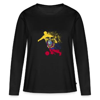Équipe nationale de l’Équateur - T-shirt manches longues Premium bio Femme - noir - Devant - Julia (174cm)