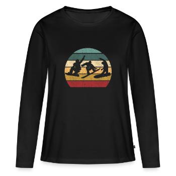 Freestyle Snowboarder Springen Freestyle Downhill - Frauen Premium Bio Langarmshirt - Schwarz - Vorne - Julia (174cm)