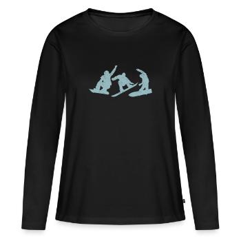 Freestyle Snowboarder Springen Freestyle Downhill - Frauen Premium Bio Langarmshirt - Schwarz - Vorne - Julia (174cm)