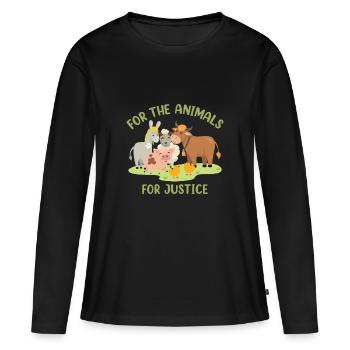 Pour les animaux, pour la justice - T-shirt manches longues Premium bio Femme - noir - Devant - Julia (174cm)