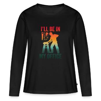Lustige Holzbearbeitung Zimmermann Zimmerei Bau - Frauen Premium Bio Langarmshirt - Schwarz - Vorne - Julia (174cm)