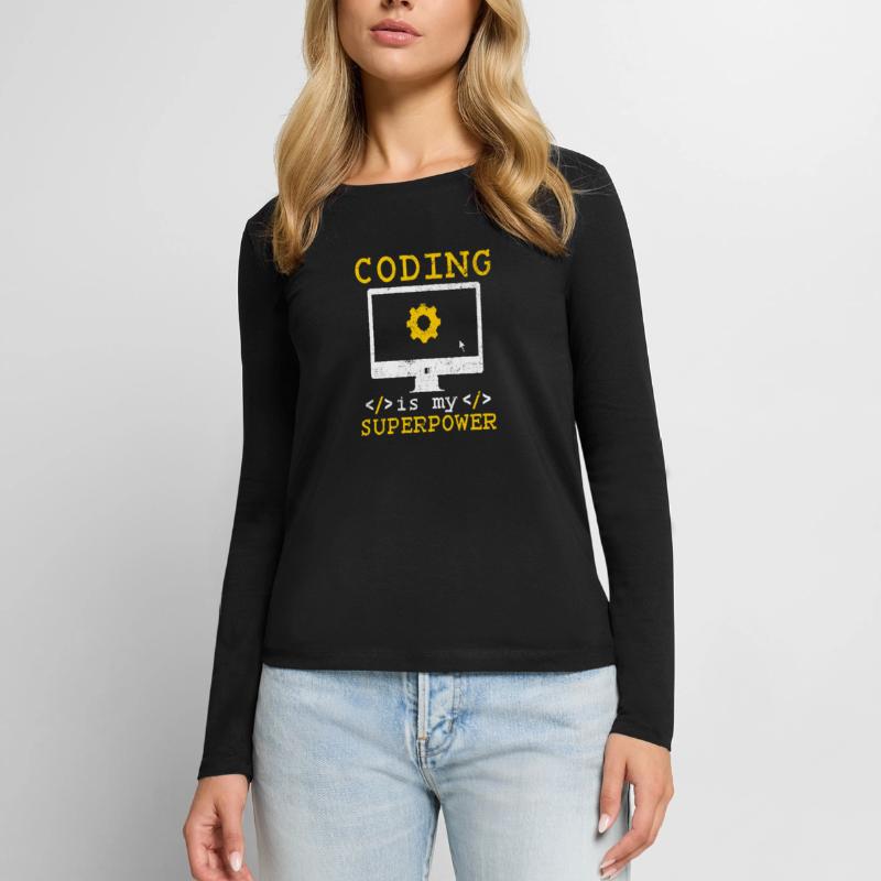 Le codage est mon superpouvoir Programmeur de logiciels Codeur T-shirt manches longues Premium bio Femme
