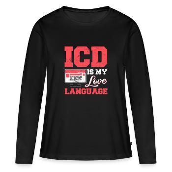 Drôle de codeur médical ICD Medical Coding Medical Bil - T-shirt manches longues Premium bio Femme - noir - Devant - Julia (174cm)