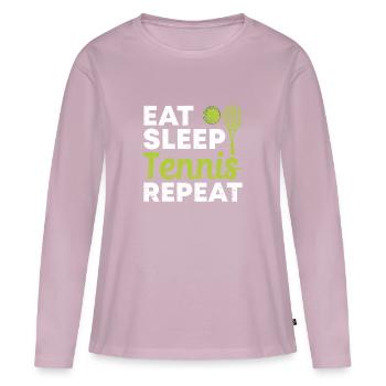 Essen Schlafen Tennis Wiederholen Lustig Sport - Frauen Premium Bio Langarmshirt - Altrosa - Vorne - Julia (174cm)