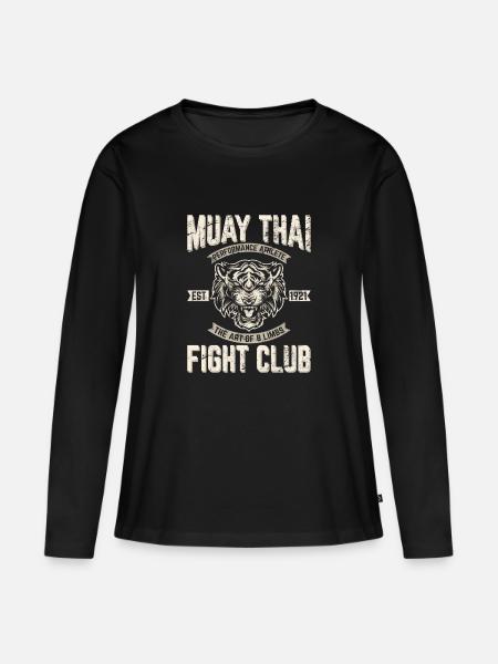 Muay Thai Boxing Kickboxing Muay Thai Fighter Trai - Frauen Premium Bio Langarmshirt - Schwarz