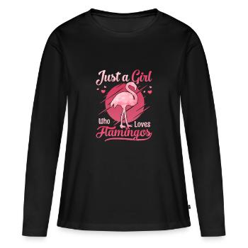 Just a girl we loves Flamingos - Women's Premium Organic Long Sleeve Shirt - black - Front - Julia (174cm)