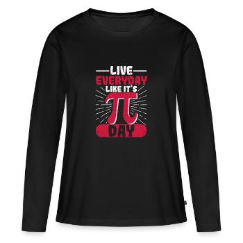 Vivez chaque jour comme si c’était Pi Day Affligé - T-shirt manches longues Premium bio Femme - noir - Devant - Julia (174cm)