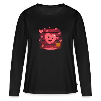Joueur de basket-ball Heart Dunking de la Saint-Valentin - T-shirt manches longues Premium bio Femme - noir - Devant - Julia (174cm)