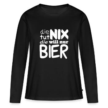 die tut nix die will nur bier - Frauen Premium Bio Langarmshirt - Schwarz - Vorne - Julia (174cm)