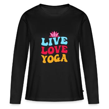 Cours d’instructeur de professeur de yoga d’amour en direct - T-shirt manches longues Premium bio Femme - noir - Devant - Julia (174cm)