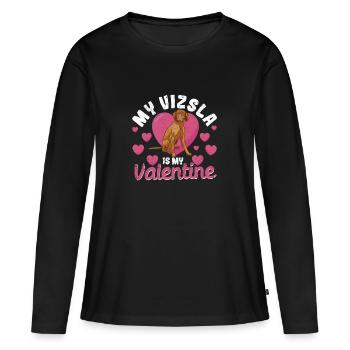 Mein Vizsla ist mein Valentine Ungarischer - Frauen Premium Bio Langarmshirt - Schwarz - Vorne - Julia (174cm)