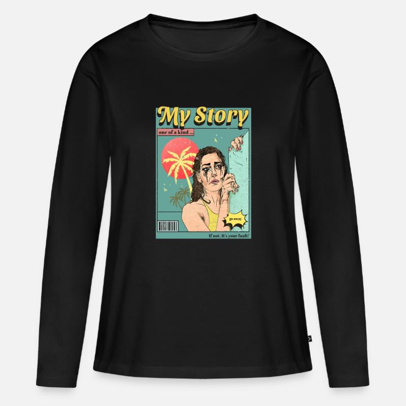 Comic Buch - Frauen Premium Bio Langarmshirt - Schwarz