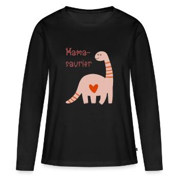 Mamasaures - T-shirt manches longues Premium bio Femme - noir - Devant - Julia (174cm)