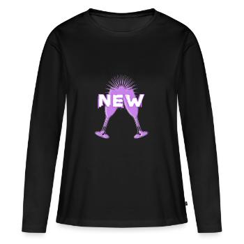 Nouveau - Célébration - T-shirt manches longues Premium bio Femme - noir - Devant - Julia (174cm)