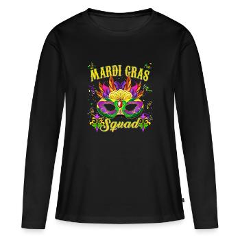 Célébration du Festival du Mardi Gras - Escouade du Mardi Gras - T-shirt manches longues Premium bio Femme - noir - Devant - Julia (174cm)