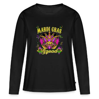 Mardi Gras Squad - Carnaval de Mardi Gras - T-shirt manches longues Premium bio Femme - noir - Devant - Julia (174cm)