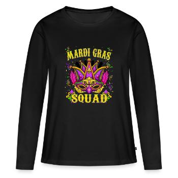Cool Mardi Gras Design - Mardi Gras Squad - T-shirt manches longues Premium bio Femme - noir - Devant - Julia (174cm)