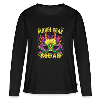 Design génial de Mardi Gras - Mardi Gras - T-shirt manches longues Premium bio Femme - noir - Devant - Julia (174cm)