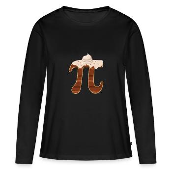 Funny Chocolate Cream Pi Day Pie Math Lover - Women's Premium Organic Long Sleeve Shirt - black - Front - Julia (174cm)