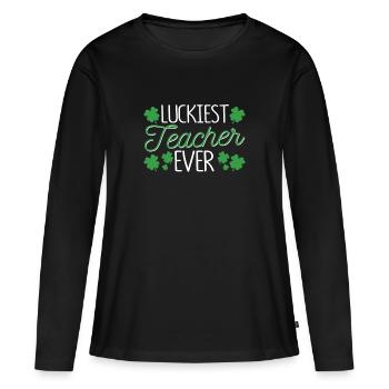 Drôle de la Saint-Patrick Enseignez le bonheur à Pattys Day - T-shirt manches longues Premium bio Femme - noir - Devant - Julia (174cm)
