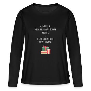Alle Weihnachtsgeschenke beisammen - Frauen Premium Bio Langarmshirt - Schwarz - Vorne - Julia (174cm)