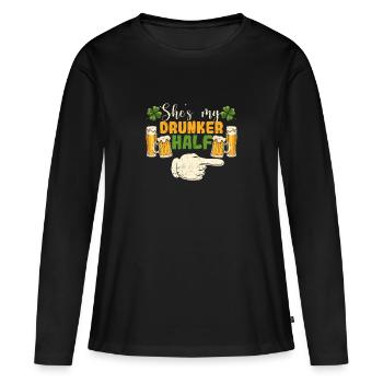 Elle est mon ivrogne a aidé à jumeler les couples St Patrick - T-shirt manches longues Premium bio Femme - noir - Devant - Julia (174cm)