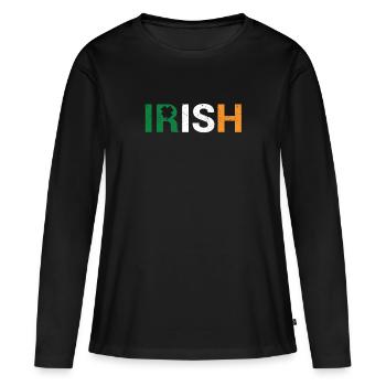 Irlande Proud Funny Clover Leprechaun Patriot - T-shirt manches longues Premium bio Femme - noir - Devant - Julia (174cm)