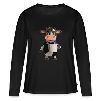 Bonjour café vache latte - T-shirt manches longues Premium bio Femme - noir - Devant - Julia (174cm)