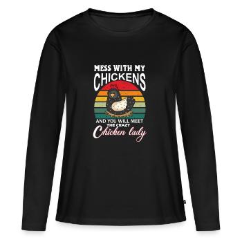Rencontrez The Crazy Chicken Lady - T-shirt manches longues Premium bio Femme - noir - Devant - Julia (174cm)