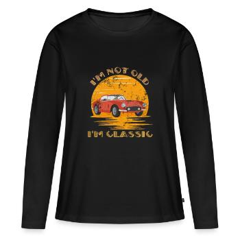 Nicht alt, sondern klassisch - Frauen Premium Bio Langarmshirt - Schwarz - Vorne - Julia (174cm)
