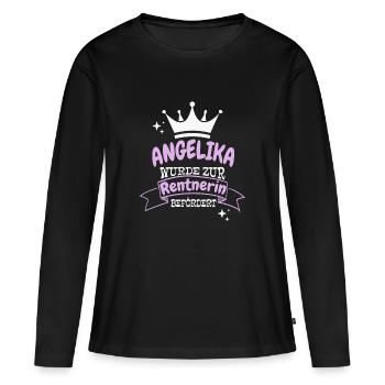 Angelika wurde zur Rentnerin befördert - Frauen Premium Bio Langarmshirt - Schwarz - Vorne - Julia (174cm)