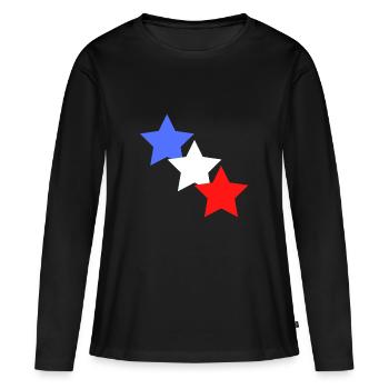 étoile bleu blanc rouge - T-shirt manches longues Premium bio Femme - noir - Devant - Julia (174cm)