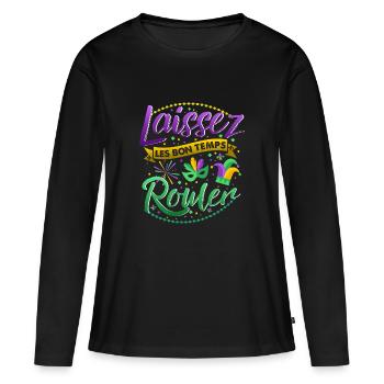 Mardi gras good times roll laissez bon temps roule - Frauen Premium Bio Langarmshirt - Schwarz - Vorne - Julia (174cm)