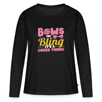 Schleifen & Bling It’s A Cheer Thing Cheerleading - T-shirt manches longues Premium bio Femme - noir - Devant - Julia (174cm)