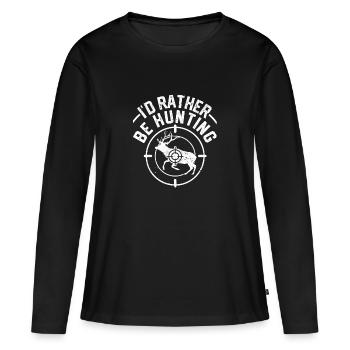 Je préfère chasser | chasser - T-shirt manches longues Premium bio Femme - noir - Devant - Julia (174cm)