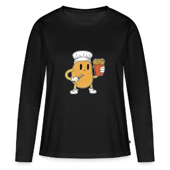Potato Cook Fast Food Snack French fries cooking - Women's Premium Organic Long Sleeve Shirt - black - Front - Julia (174cm)