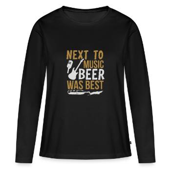 À CÔTÉ DE LA MUSIQUE, LA BIÈRE ÉTAIT LA MEILLEURE - T-shirt manches longues Premium bio Femme - noir - Devant - Julia (174cm)