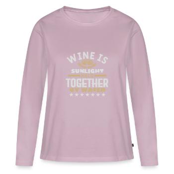 WINE IS SUNLIGHT HELD TOGETHER BY WATER - Women's Premium Organic Long Sleeve Shirt - dusky pink - Front - Julia (174cm)