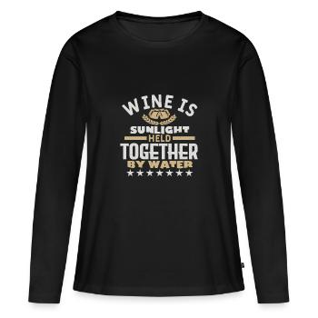 WEIN IST SONNENLICHT, DAS DURCH WASSER ZUSAMMENGEHALTEN WIRD - Frauen Premium Bio Langarmshirt - Schwarz - Vorne - Julia (174cm)