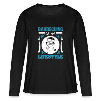 LE BARBECUE EST UN MODE DE VIE - T-shirt manches longues Premium bio Femme - noir - Devant - Julia (174cm)