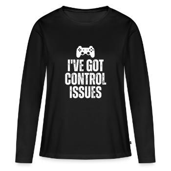 J’ai des problèmes de contrôle Citation de joueur de jeu drôle - T-shirt manches longues Premium bio Femme - noir - Devant - Julia (174cm)