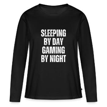 Sleeping By Day Gaming By Night Funny Gaming - Women's Premium Organic Long Sleeve Shirt - black - Front - Julia (174cm)