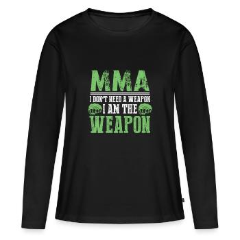 Pas d’armes mma - T-shirt manches longues Premium bio Femme - noir - Devant - Julia (174cm)